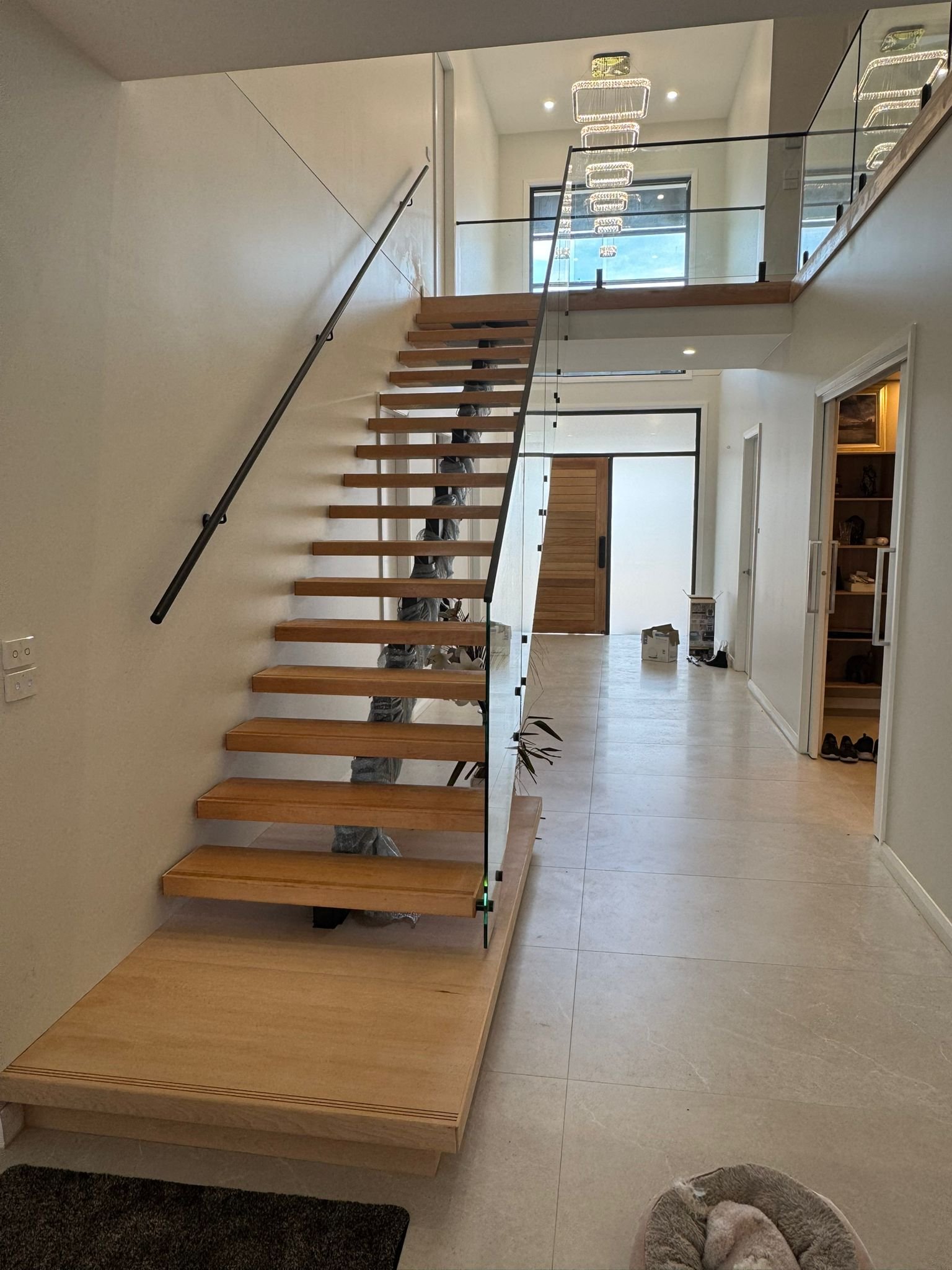 Custom staircase detail in a residential interior